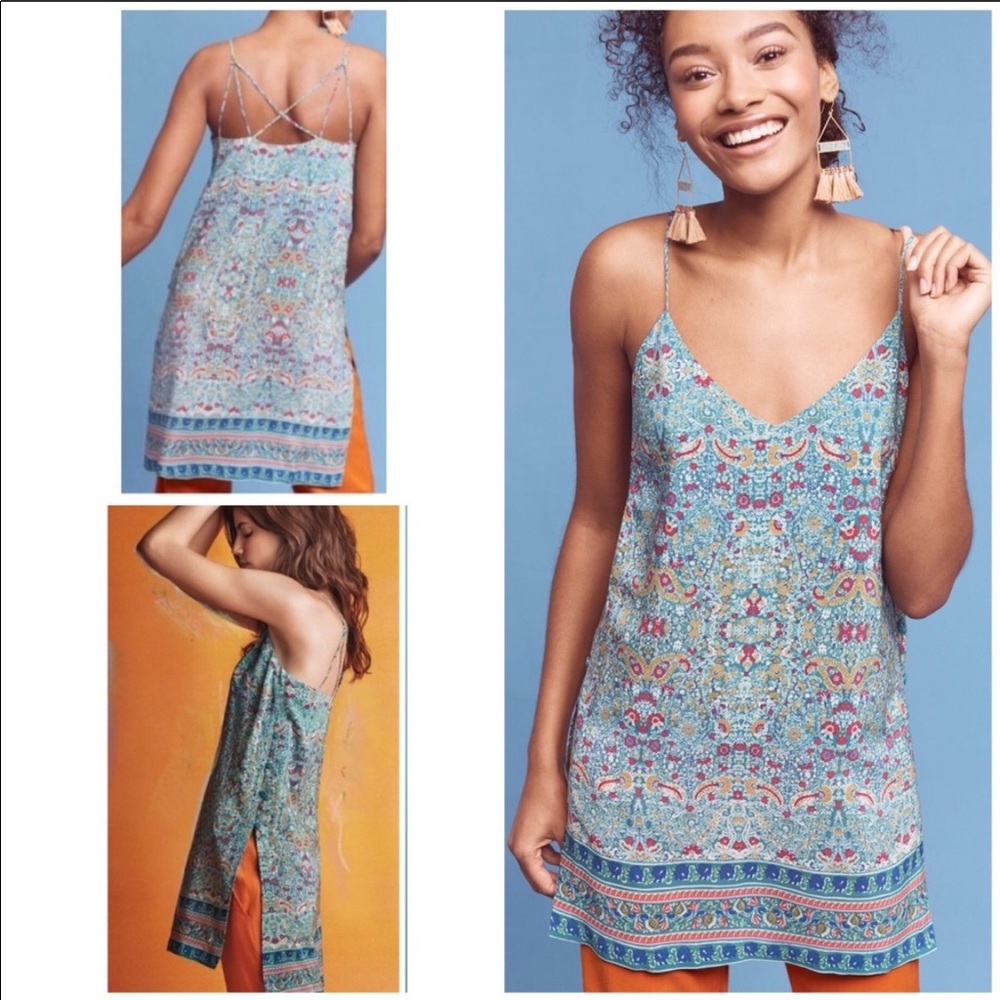 EUC Anthro Maeve Silk Meret Paisley Tunic Dress 4